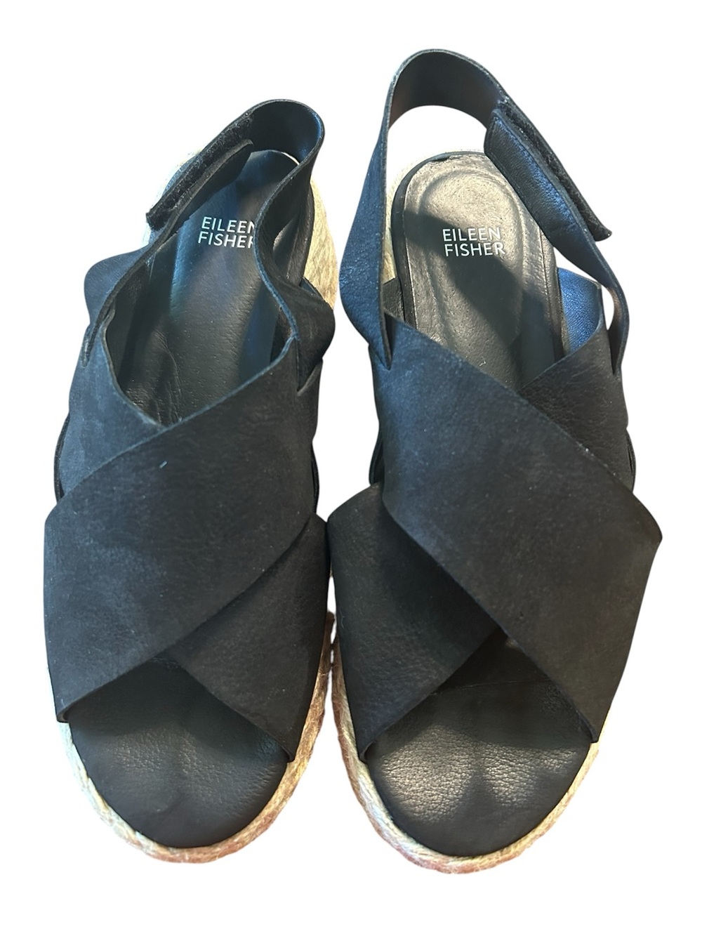 Eileen Fisher Black Crisscross Espadrille Sandals